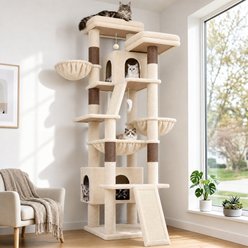 Globlazer Faux Fur 75-in Plush Condo Cat Tree, Beige