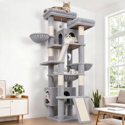 Globlazer Faux Fur 75-in Plush Condo Cat Tree, Light Gray