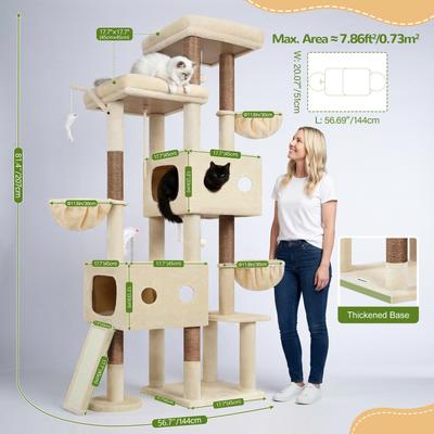 Show full view: Globlazer Heavy Duty 81-in Plush Condo Cat Tree, Beige slide 2 of 6
