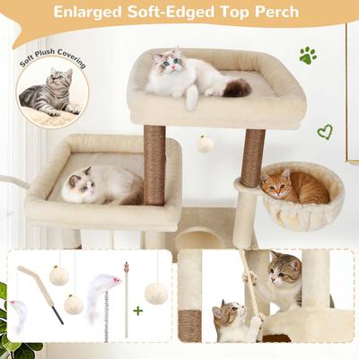 Show full view: Globlazer Heavy Duty 81-in Plush Condo Cat Tree, Beige slide 3 of 6