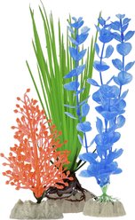 GloFish Aquarium Plant Variety Pack, 3 count, Orange/Green/Blue