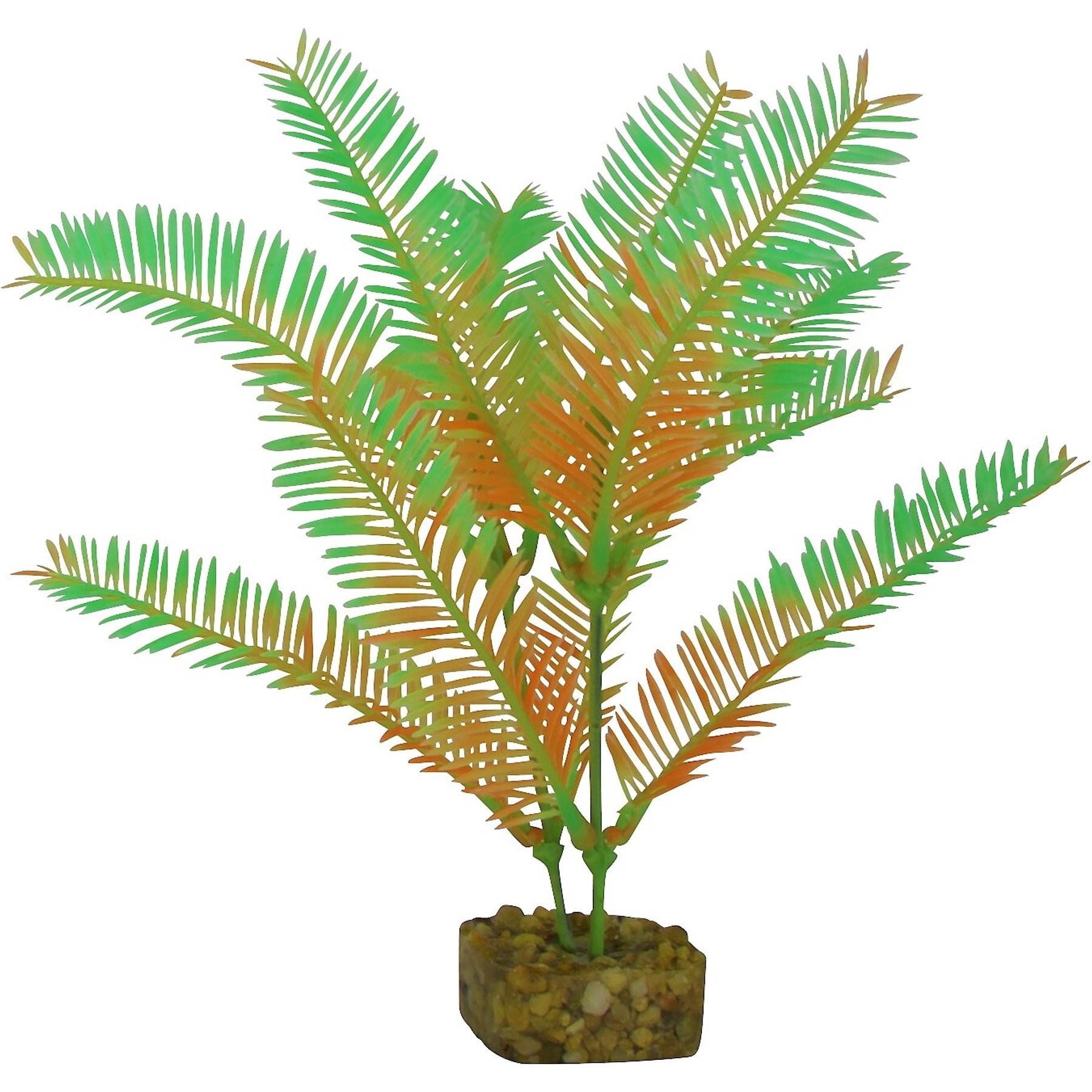 GloFish Plastic Aquarium Plant, Green/Orange, Medium