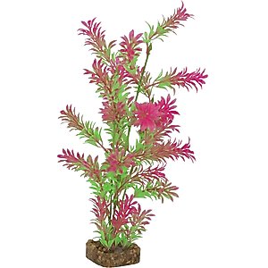 GloFish Plastic Aquarium Plant, Green/Pink, Large