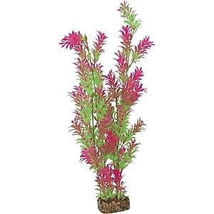 GloFish Plastic Aquarium Plant, Green/Pink, X-Large