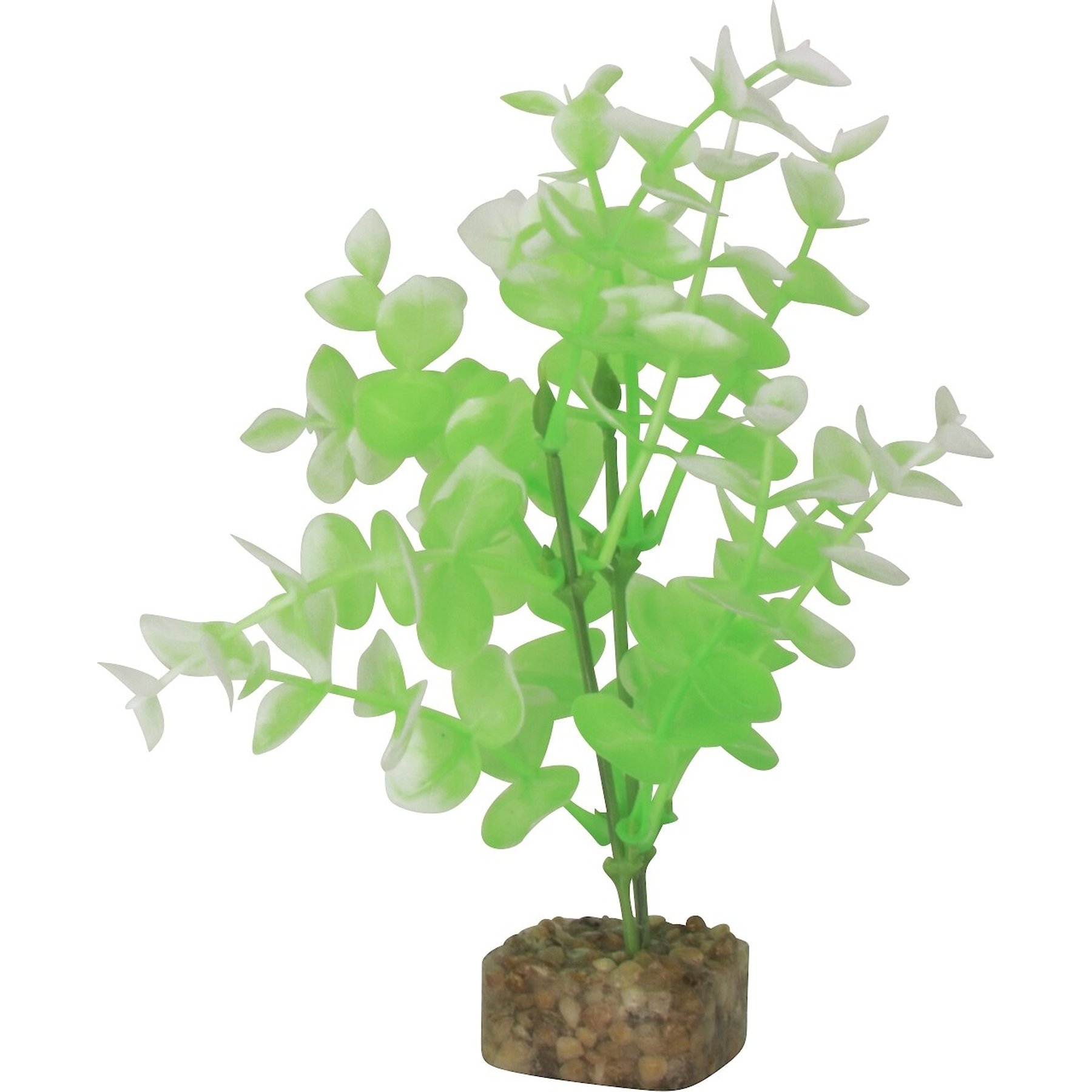 GloFish Plastic Aquarium Plant, Green/White, Medium