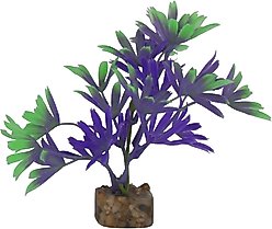 GloFish Plastic Aquarium Plant, Purple/Green, Small