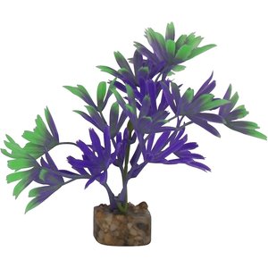 GloFish Plastic Aquarium Plant, Purple/Green, Small