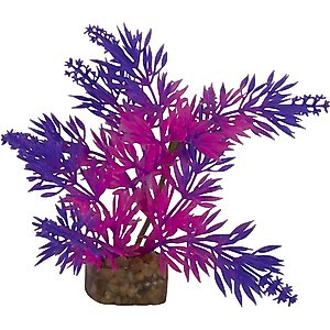 GloFish Plastic Aquarium Plant, Purple/Pink, Small