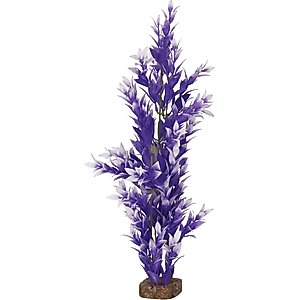 GloFish Plastic Aquarium Plant, Purple/White, Large
