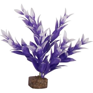 GloFish Plastic Aquarium Plant, Purple/White, Small