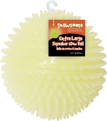 Gnawsome Glow-in-the-Dark Spiky Squeaky Dog Ball Toy, Large: 4.5-in