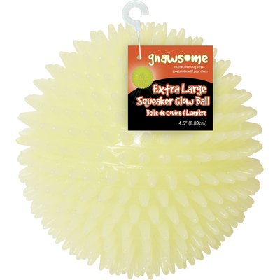 Gnawsome Gnawsome Glow-in-the-Dark Spiky Squeaky Dog Ball Toy, Large: 4.5-in