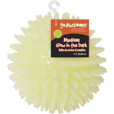Gnawsome Gnawsome Glow-in-the-Dark Spiky Squeaky Dog Ball Toy, Medium: 3.5-in