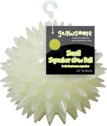 Gnawsome Glow-in-the-Dark Spiky Squeaky Dog Ball Toy, Small: 2.5-in