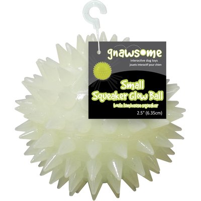 Gnawsome Gnawsome Glow-in-the-Dark Spiky Squeaky Dog Ball Toy, Small: 2.5-in
