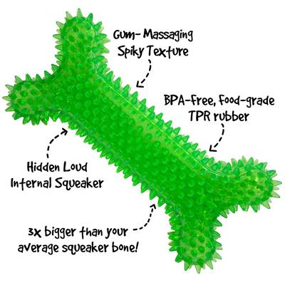 Show full view: Gnawsome Spikey MegaBone Dog Toy, Color Varies, 11.5-in slide 3 of 6