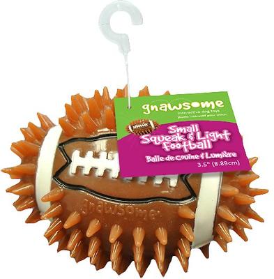 Show full view: Gnawsome Squeak & Light LED Football Dog Toy, Color Varies, Small slide 1 of 10