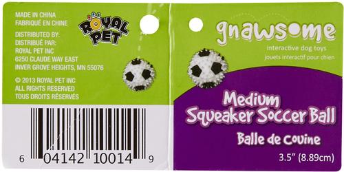 Show full view: Gnawsome Squeaker Soccer Ball Dog Toy, Medium slide 6 of 9