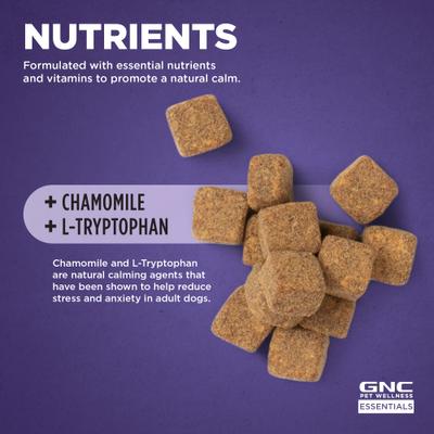 Show full view: GNC Pets ESSENTIALS Calming Soft Chews Dog Supplement, 60 count slide 6 of 9