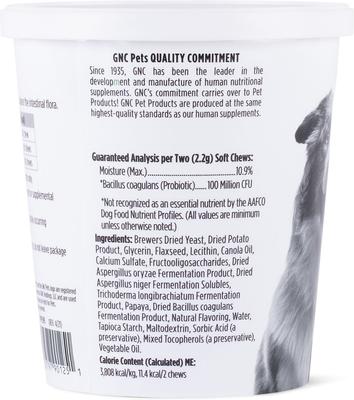 Show full view: GNC Pets ESSENTIALS Digestion Soft Chews Dog Supplement, 60 count slide 3 of 4