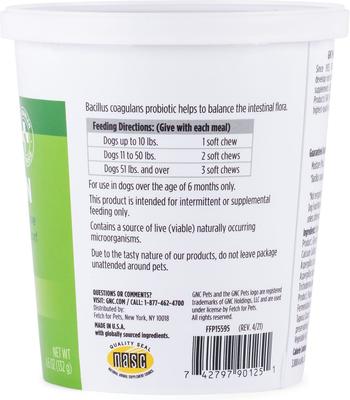 Show full view: GNC Pets ESSENTIALS Digestion Soft Chews Dog Supplement, 60 count slide 4 of 4