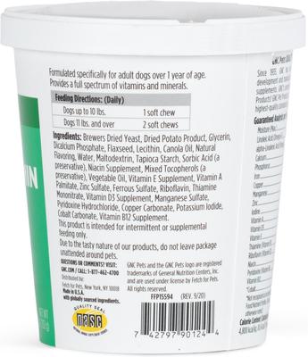 Show full view: GNC Pets ESSENTIALS Multivitamin Soft Chews Dog Supplement, 60 count slide 4 of 10