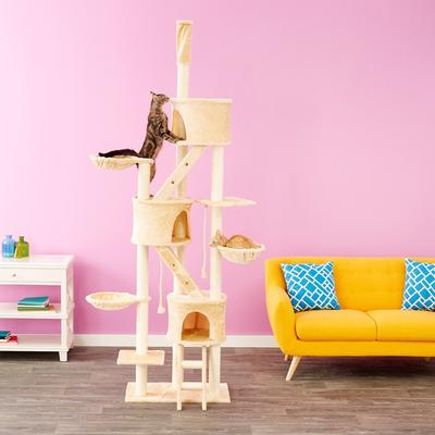 Show full view: Go Pet Club 106-in Floor-to-Ceiling Faux Fur Cat Tree & Condo, Beige slide 6 of 9