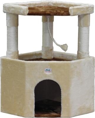 Show full view: Go Pet Club 32-in Large Perch Cat Tree Condo, Beige/Brown slide 3 of 5