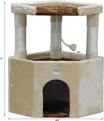 Show full view: Go Pet Club 32-in Large Perch Cat Tree Condo, Beige/Brown slide 4 of 5