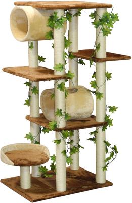 Show full view: Go Pet Club 58-in Forest with Leaves Cat Tree, Beige/ Brown slide 4 of 5