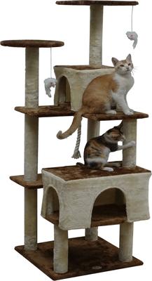 Show full view: Go Pet Club 61-in Faux Fur Cat Tree & Condo, Beige slide 3 of 6