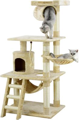 Show full view: Go Pet Club 62-in Faux Fur Cat Tree & Condo, Beige slide 3 of 8