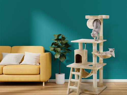 Show full view: Go Pet Club 62-in Faux Fur Cat Tree & Condo, Beige slide 5 of 8