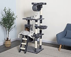 Go Pet Club 62-in Faux Fur Cat Tree & Condo, Gray