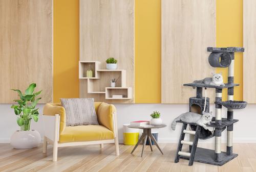 Show full view: Go Pet Club 62-in Faux Fur Cat Tree & Condo, Gray slide 6 of 9