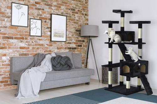 Show full view: Go Pet Club 72-in Faux Fur Cat Tree & Condo, Black slide 4 of 10