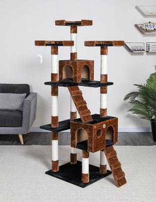 Show full view: Go Pet Club 72-in Faux Fur Cat Tree & Condo, Brown/Black slide 2 of 6