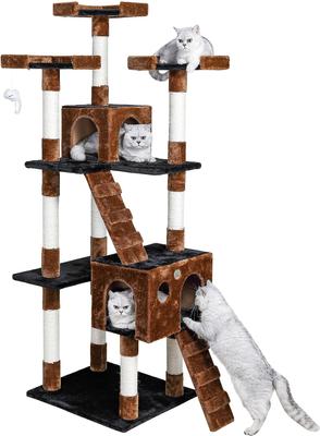 Show full view: Go Pet Club 72-in Faux Fur Cat Tree & Condo, Brown/Black slide 3 of 6