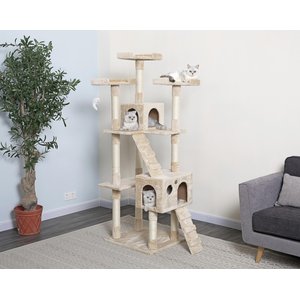 Go Pet Club 72-in Faux Fur Cat Tree & Condo, Light Beige
