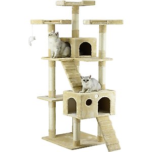 Go Pet Club 72-in Faux Fur Cat Tree & Condo, Light Beige