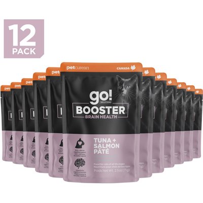 Go! Solutions Go! Solutions Booster Brain Health Tuna & Salmon Pate Wet Cat Food, 2.5-oz pouch, 12 count