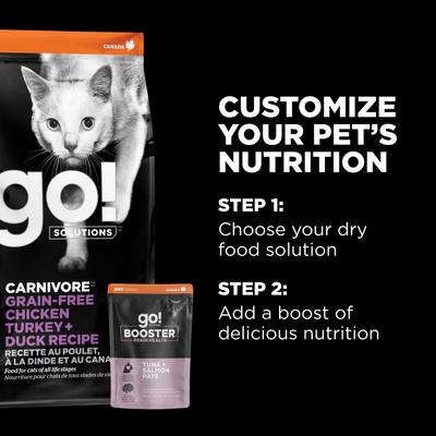 Show full view: Go! Solutions Booster Brain Health Tuna & Salmon Pate Wet Cat Food, 2.5-oz pouch, 12 count slide 7 of 10