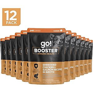 Go! Solutions Booster Immune Health Shredded Chicken & Salmon in Broth Wet Dog Food, 2.8-oz pouch, 12 count
