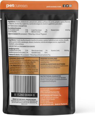 Show full view: Go! Solutions Booster Immune Health Shredded Chicken & Salmon in Broth Wet Dog Food, 2.8-oz pouch, 12 count slide 3 of 10