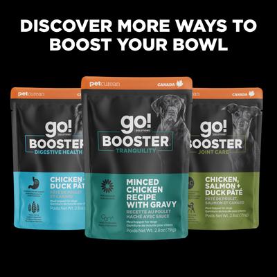 Show full view: Go! Solutions Booster Immune Health Shredded Chicken & Salmon in Broth Wet Dog Food, 2.8-oz pouch, 12 count slide 9 of 10