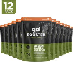 Go! Solutions Booster Joint Care Chicken, Salmon & Duck Pate Wet Dog Food, 2.8-oz pouch, 12 count