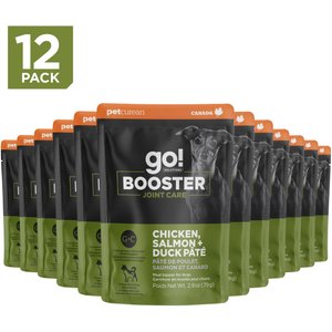 Go! Solutions Booster Joint Care Chicken, Salmon & Duck Pate Wet Dog Food, 2.8-oz pouch, 12 count