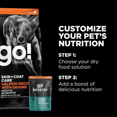 Show full view: Go! Solutions Booster Tranquility Minced Chicken with Gravy Wet Dog Food, 2.8-oz pouch, 12 count slide 7 of 10