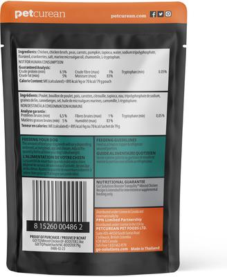 Show full view: Go! Solutions Booster Tranquility Minced Chicken with Gravy Wet Dog Food, 2.8-oz pouch, 12 count slide 3 of 10