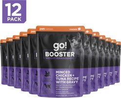 Go! Solutions Booster Weight Management Minced Chicken & Tuna with Gravy Wet Cat Food, 2.5-oz pouch, 12 count